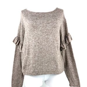 Zara Women’s Knit Peplum Nude Long Sleeve Top